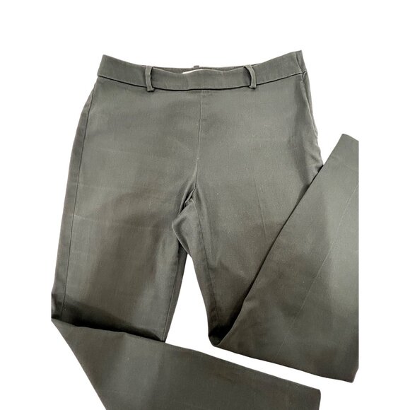 H&M Women’s Pants 8 Green Flat Front Tapered Leg Ankle Length Side Zip Button - Picture 2 of 11
